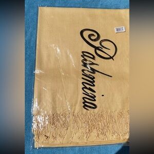 Flax Golden Wheat Light Yellow Pashmina NEW with Fringe